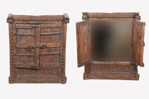 Cadre de miroir en bois artisanal Haswani, pièce décorative rustique faite à la main - Product Image 2