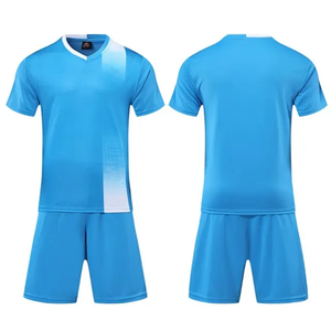 Top Selling <b>Soccer</b> Uniform V-neck Short Sleeve Elastic Waist Front Logo Quick Dry Breathable 100% Polyester - Product Image 1