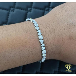 Handmade VVS Moissanite Tennis <b>Bracelet</b> With Luxury Mixed Shape Diamond Style Stones 925 Silver Jewelry - Product Image 3