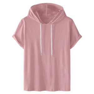 Sudadera con Capucha Morada Sólida de Manga Corta para Hombre, Estilo Casual con Cordón Ajustable - Product Image 5
