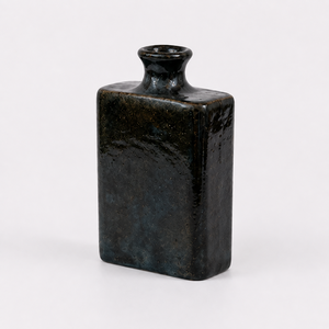 Vase à fleurs rectangulaire en céramique grès noire, design moderne et minimaliste, écologique, fait main, cuit à haute température - Product Image 5