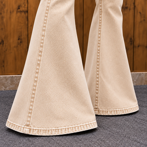 Pantalones Vaqueros Anchos de Mezclilla para Mujer, Estilo Campana, Largos, de Color Sólido, con Logotipo Bordado, Casuales, a la Moda - Product Image 6
