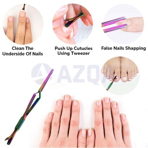 Ensemble professionnel de pinces à cuticules et repousse-cuticules en titane arc-en-ciel pour manucure et pédicure (vente en gros) - Product Image 2