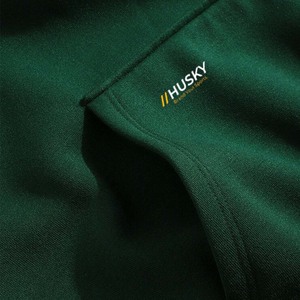 Sudadera con Capucha para Hombre Husky, Corte Regular, Verde Sólido, Felpa Francesa, Ropa Casual de Invierno, Logotipo Bordado en la Parte Delantera, Cierre de Cremallera de Secado Rápido - Product Image 3