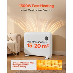 Stufa Elettrica a Pannello da 1500W, Portatile con Supporto e Design per Montaggio a Parete, Controllo Remoto Touch, Riscaldatore a Convezione - Product Image 2