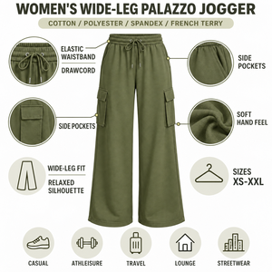 Pantalones Palazzo Anchos Beige para Mujer, Estilo Casual, Deportivo, para el Tiempo Libre, con Cordón Ajustable, Proveedor de Ropa Personalizada - Product Image 5