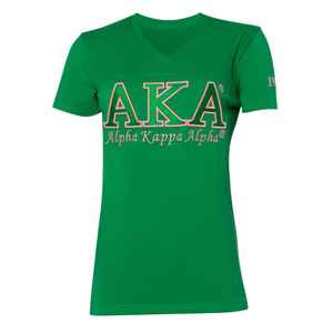 AKA เสื้อยืดคอวีผู้หญิงสุดหรู สีดำ ผ้าฝ้ายพรีเมียม แขนสั้น เสื้อผ้าสตรีแบบกรีก เสื้อแฟชั่นลำลอง - Product Image 1