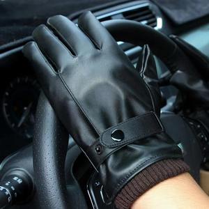 Gants d'hiver en cuir véritable pour hommes, gants chauds doublés thermiquement pour les activités de plein air et la conduite - Product Image 2