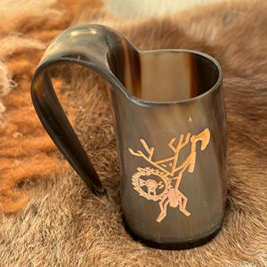 Jarra rústica de cuerno para hidromiel, cerveza o cerveza sin gas, jarra vikinga hecha a mano para fiestas y eventos con temática medieval. - Product Image 1
