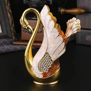 Support à cuillères en métal, décoration de table en forme de cygne, support de rangement pour couverts, support élégant pour ustensiles, porte-cuillères en acier poli, accessoire de salle à manger - Product Image 6