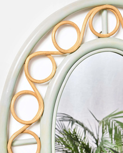 Miroir mural ovale en rotin avec cadre circulaire décoratif, miroir décoratif pour l'intérieur de la maison - Product Image 4