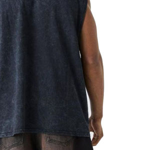 Débardeur homme été haute qualité 100% coton, logo personnalisé et délavage acide, respirant, pour la gym, décontracté, sans manches. - Product Image 5