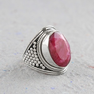 Vintage Red Ruby Gemstone Statement <b>Ring</b> <b>for</b> <b>Men</b> Antique Style 925 Sterling Silver <b>Ring</b> <b>with</b> Oval Red <b>Stone</b> - Product Image 3