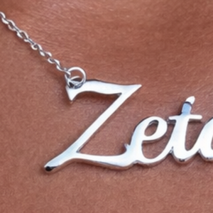 Zeta <b>Name</b> Necklace Minimalist Script Pendant <b>Chain</b> Gold Silver Personalized Greek Sorority Jewelry Gift Elegant Daily Wear - Product Image 6