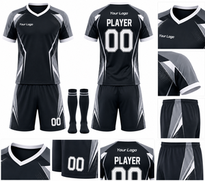 Maillot de football personnalisé pour homme, col en V, manches courtes, imprimé géométrique, polyester respirant, uniformes de football - Product Image 5