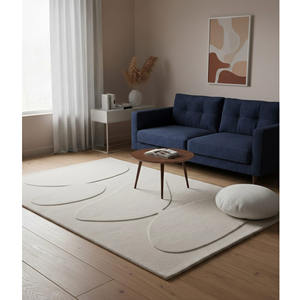 Alfombra de Lana Elegante Hecha a Mano, Alfombra Contemporánea Abstracta, Alfombra de Lujo para el Hogar en Tonos Neutros - Product Image 3