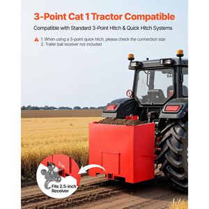 Boîte de ballast pour tracteur, catégorie 1 à 3 points, capacité 800 lb, en acier robuste avec récepteur de attelage de 2 pouces, 5 pieds - Product Image 2