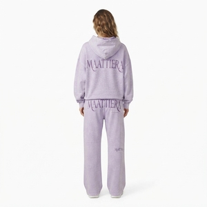 Conjunto de Sudadera Oversize con Capucha y Pantalones Anchos de Felpa de Algodón para Mujer, Estilo Casual Urbano, OEM ODM - Product Image 2