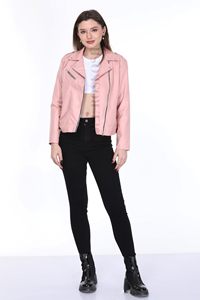 Women's Leather <b>Jacket</b> Warm Fashion <b>Jacket</b> OEM Elegant Girl Leather <b>Jacket</b> Solid <b>Pattern</b> <b>Jacket</b> for Women Wholesale Price - Product Image 4