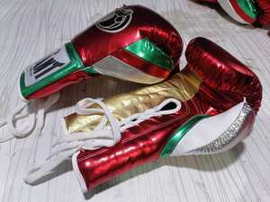 High Quality Custom Logo 10oz-14oz Competition Metallic Shiny PU Leather <b>Moisture</b> Wicking Muay Thai MMA Training <b>Gloves</b> Laced - Product Image 5