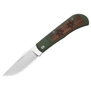 Couteaux pliants de haute qualité avec lame à bord plat et tranchant, manche à thème de Noël rouge avec motif flocon de neige et poinçon métallique doré - Product Image 2