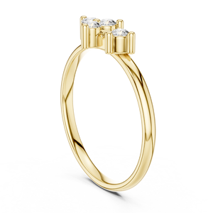 Anillo de Hoja con Tres Diamantes Cultivados en Laboratorio de Oro Sólido de 18K para Mujer - Product Image 5