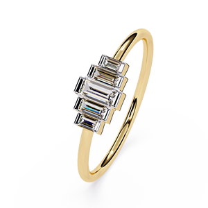 Women's Minimalist 18K Pure Gold Natural Five Baguette <b>Diamond</b> <b>Ring</b> Bar Bezel Set Engagement <b>Ring</b> for Wedding <b>Rings</b> fine jewelry - Product Image 2
