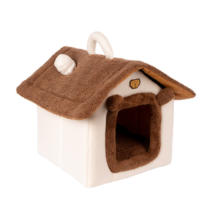 Cama Cueva para Gatos y Perros, Cálida para Invierno, Portátil, para Interiores, con Asa, Cojín Extraíble y Lavable, Nido Suave de Felpa para Cachorros - Product Image 1