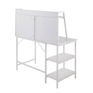 Escritorio Moderno Geo Contemporary de Acero Blanco y Madera, Escritorio de Oficina con Diseño Elegante - Product Image 3