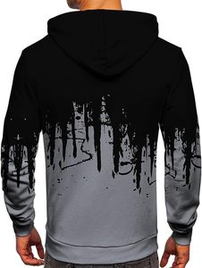 Sudadera con Capucha para Hombre, Color Negro y Gris con Estampado de Goteo, Corte Regular, Informal, Tejida, con Diseño de Logotipo en la Espalda - Product Image 4