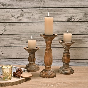 Portavelas de Madera de Acacia Hechos a Mano al por Mayor |   Moradabad, India - Product Image 1