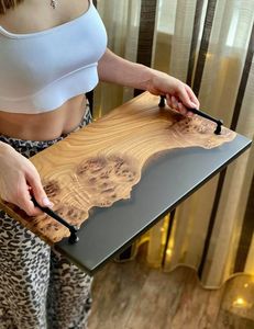 Popular Epoxy Resin Wood <b>Kitchen</b> Serving Tray Chopping Board for Meat Cheese Vegetable - Product Image 3