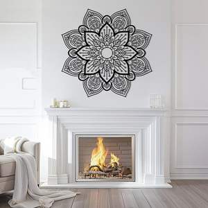 Grande décoration murale ronde en métal style Art Déco, motif mandala floral, pour chambre, bureau, salle de yoga - Product Image 2