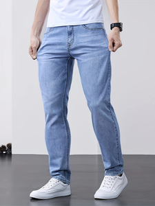 BEST ROCK INTERNATIONAL Jeans de Mezclilla Rectos y Holgados para Hombre, Pantalones Casuales Transpirables de Verano, 100% Algodón - Product Image 5