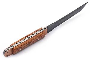 Couteau de chasse artisanal en acier Damas, lame fixe, couteau de camping d'extérieur, manche en bois d'olivier, OEM, garantie 3 ans, Pasha Enterprises - Product Image 2