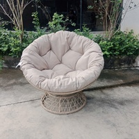 Papasan Chair with Comfortable Cushion Poly Rattan Swivel Reading & Relax Garden Chair