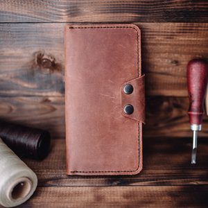 Custom Genuine Leather Short Button Closure RFID Blocking High Quality Men's Business <b>Card</b> <b>Holder</b> <b>Wallet</b> Vintage - Product Image 3