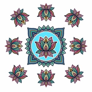 Kit Rangoli Traditionnel en Bois Éléphant Lotus – Décoration Multi-pièces pour Festival Indien Diwali et Mariage Sangit - Product Image 6