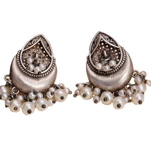 Pendientes de Latón Plateado en Plata Antigua, Joyería Tradicional de Moda Boho para Mujer, Regalo para Fiestas - Product Image 1