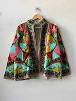 Veste courte en velours pour femme, brodée à la main au style Suzani, artisanale, bohème et luxueuse, cadeau idéal, manteau festif d'hiver