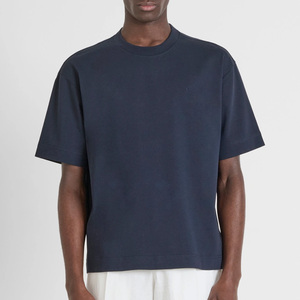 T-shirt décontracté blanc à col rond et manches courtes pour homme, 100 % coton, coupe classique, jersey uni tricoté, teinture unie - Product Image 3