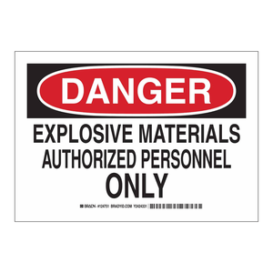 Panneau de signalisation de sécurité Brady Danger pour matériaux explosifs en PVC/aluminium pour les zones industrielles et de laboratoire - Product Image 3