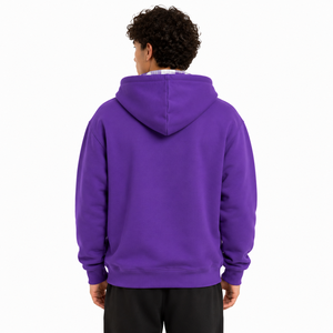 Premium Full Zip Cotton Fleece Hoodies Plaid Lined Hood Custom Logo Heavyweight Zip Up OEM Private <b>Label</b> Wholesale Streetwear - Product Image 2