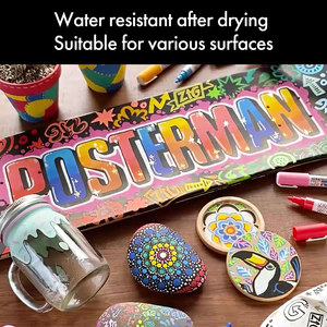[KURETAKE] ZIG POSTERMAN Art Marker Medium, ensemble de 8 couleurs, pour papier/verre/métal, écriture non effaçable, simple face - Product Image 4