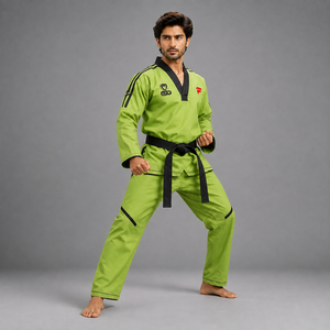 Combinaison de taekwondo Performance double V conçue avec un tissu léger, une coupe flexible et un confort respirant pour la pratique des arts martiaux. - Product Image 3