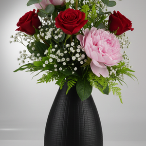 Luxury Grid Textured Matte Black Metal <b>Flower</b> Vase Elegant Handcrafted Modern Home Decor Centerpiece <b>Single</b> Unit Only - Product Image 3