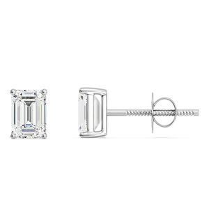 <b>Emerald</b> Cut Lab Grown Diamond <b>Stud</b> Earrings - Product Image 4