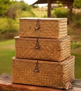 Juego de 4 Cestas de Almacenamiento de Ratán Tejidas a Mano con Tapa para Organización de Juguetes en Armarios, Estantes y Dormitorios - Product Image 2