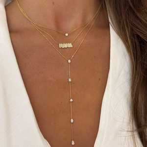 Colliers pendentifs en diamant en or massif 14 carats, sertis clos, ronds, de laboratoire, avec chaîne maille câble, pour superposition, 17 pouces, bijoux minimalistes pour usage quotidien - Product Image 5