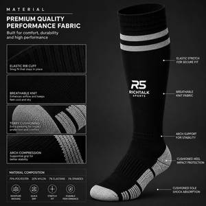 Chaussettes de sport respirantes, de haute qualité, personnalisables, pour hommes, à hauteur du genou, anti-transpiration, pour la course à pied, l'entraînement, le football - Product Image 6